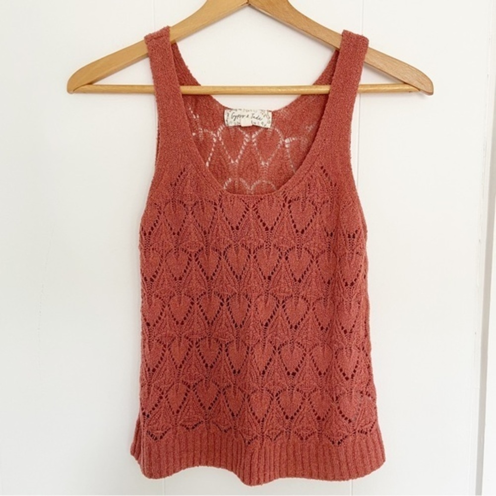 Gypsy & Jade rust crochet knit‎ tank sweater small